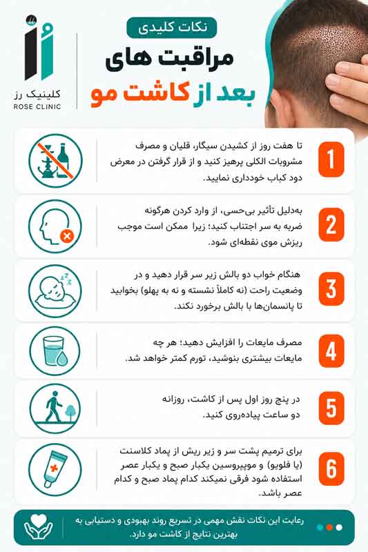 نکات کلیدی مراقبت های بعد از کاشت مو